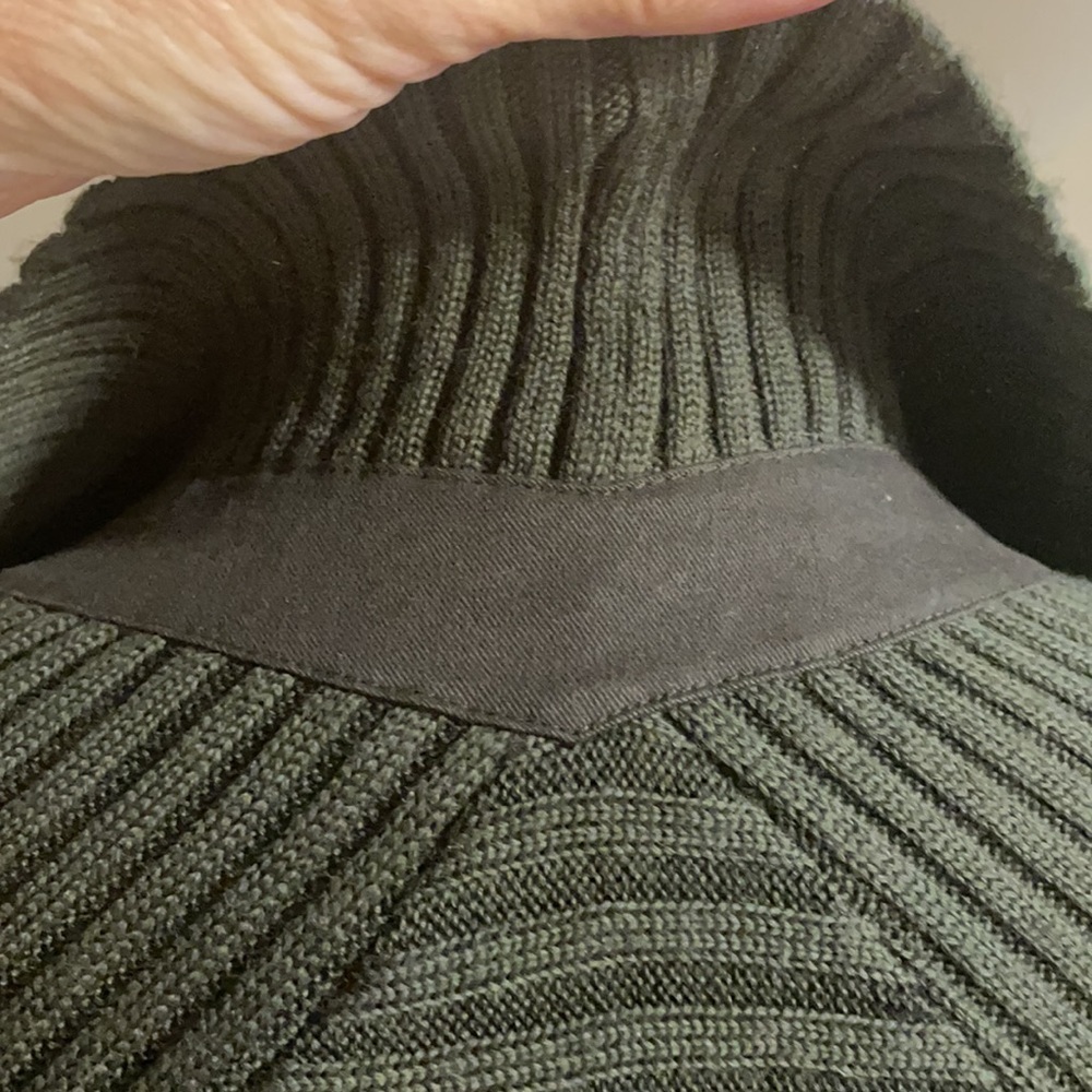 São Paulo green wool cardigan sweater with cascade rabbit fur open front Large - Picture 9 of 14
